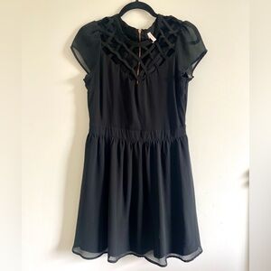 Xhilaration | Black Mini Dress w|cutout Neckline & Rose Gold Accent Zipper